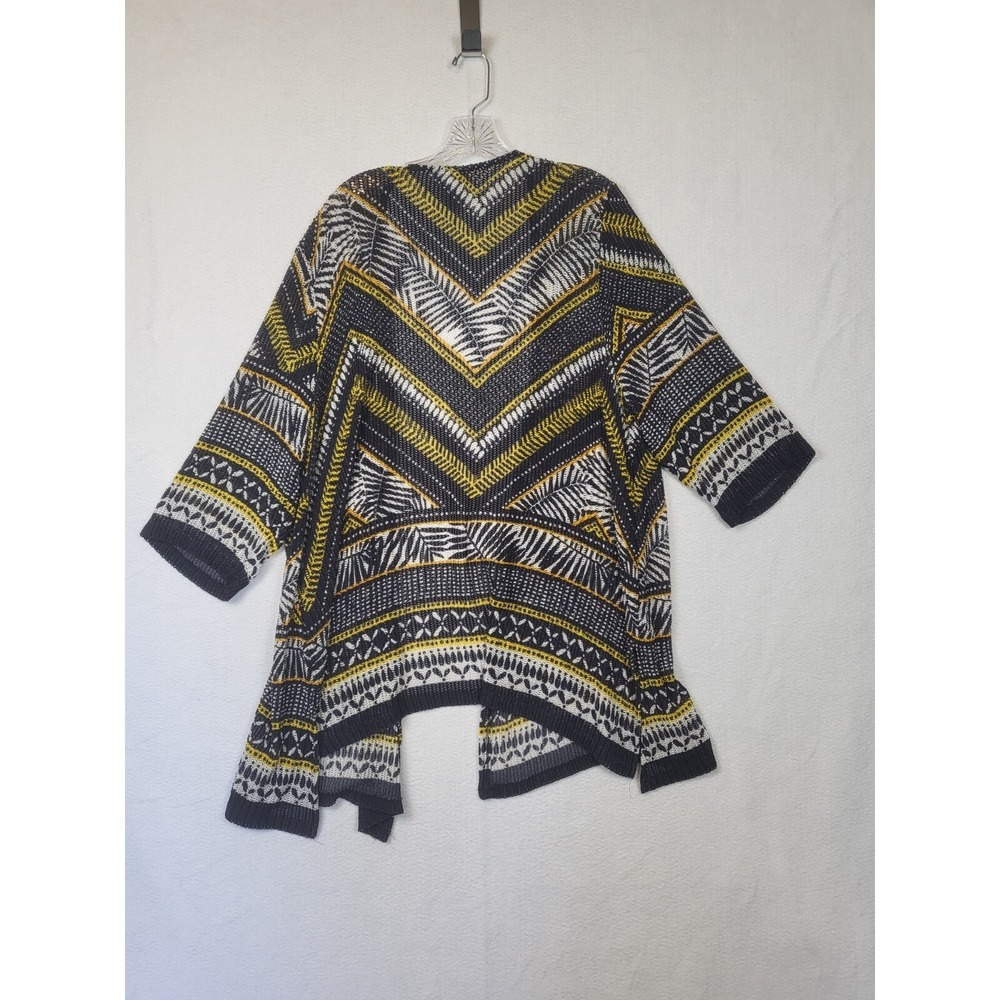 CATHERINES BLUE YELLOW WHITE CROCHET CARDIGAN SWEATER 3/4 SLEEVE SIZE 1X 18/20W - Picture 5 of 5